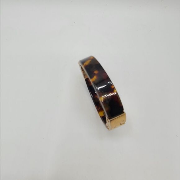 J Crew Faux Tortoise Hinged Bangle Bracelet - Picture 2 of 7
